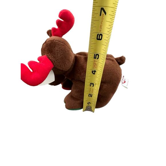 Trimmings Brown Moose TY Beanie Babies Red Antlers Red Green Feet 2007 Retired - Picture 4 of 10
